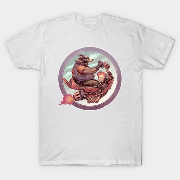 Rocket Wolf T-Shirt by JeffSolwayArt